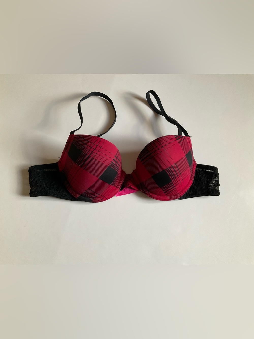 La Senza Remix Lightly Lined Balconnet Plaid Lace Bra